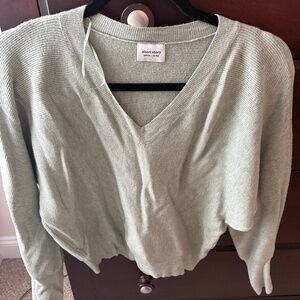 Size S Short Story Mint Green Waffle Knit V Neck Top